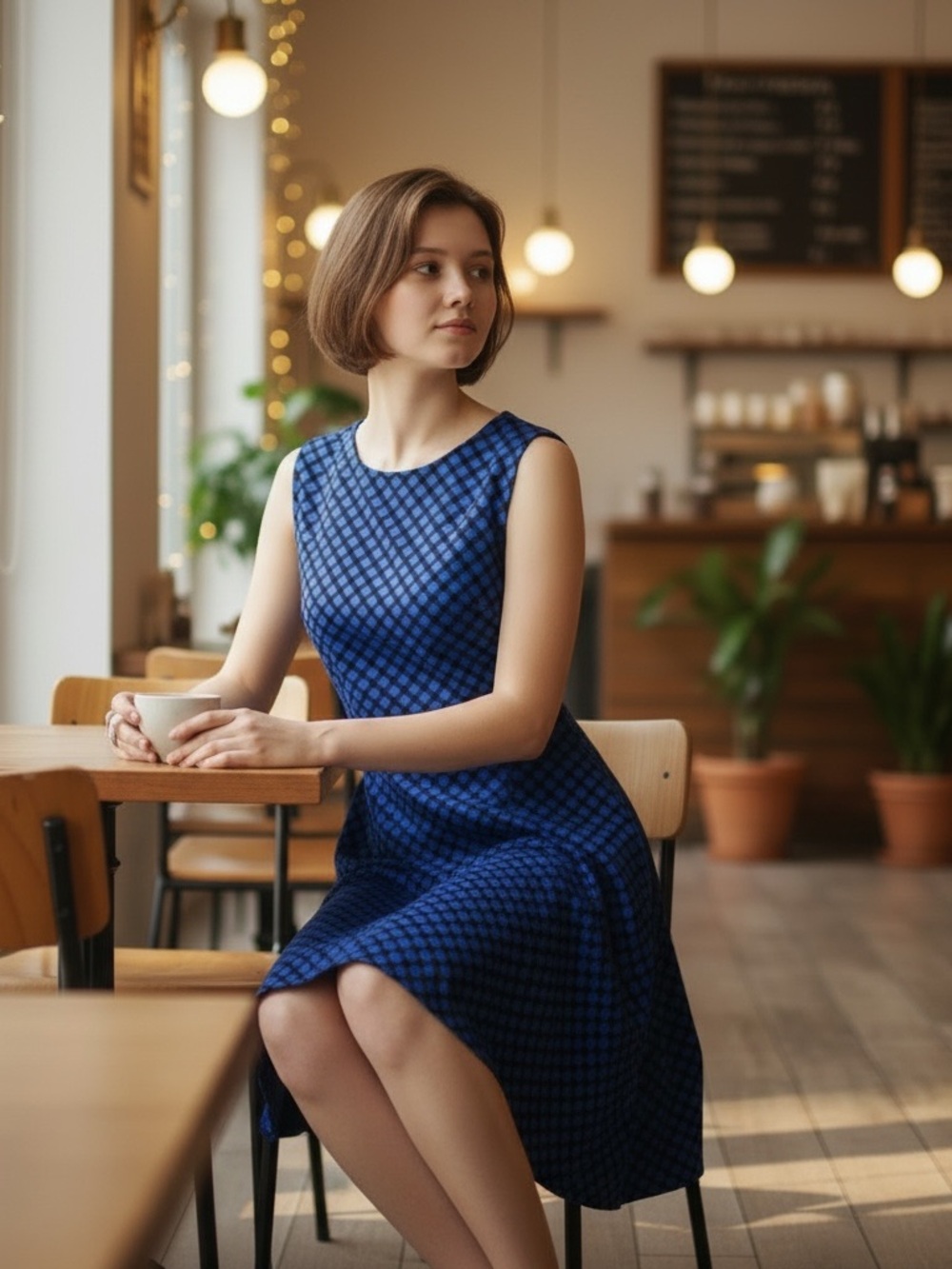 Talbots Blue Polka Dot Sleeveless Skater Dress